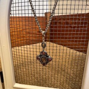 Elegant Lucky Brand Amethyst Pendant Necklace with Braided Chain